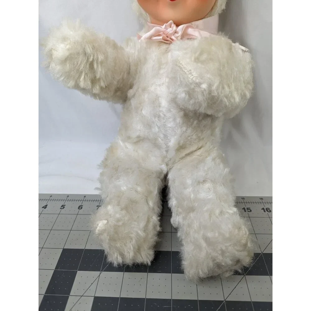 Rubber Face Doll White Bunny Rabbit Vintage 18 Inch Stuffed Animal‎ Toy